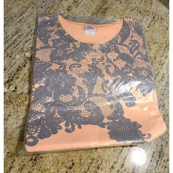 Adrian Delafield Women's Blouse Brown Pullover Lace Overlay Lined Plus